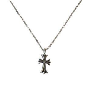 Chrome Hearts Diamond Cross Pendant With Roll Chain Necklace